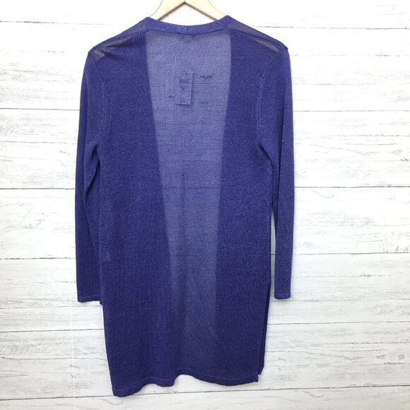 NEW J. Jill Women's Purple Cardigan Linen Blend Long Sleeve Open Front size PS - Picture 2 of 10